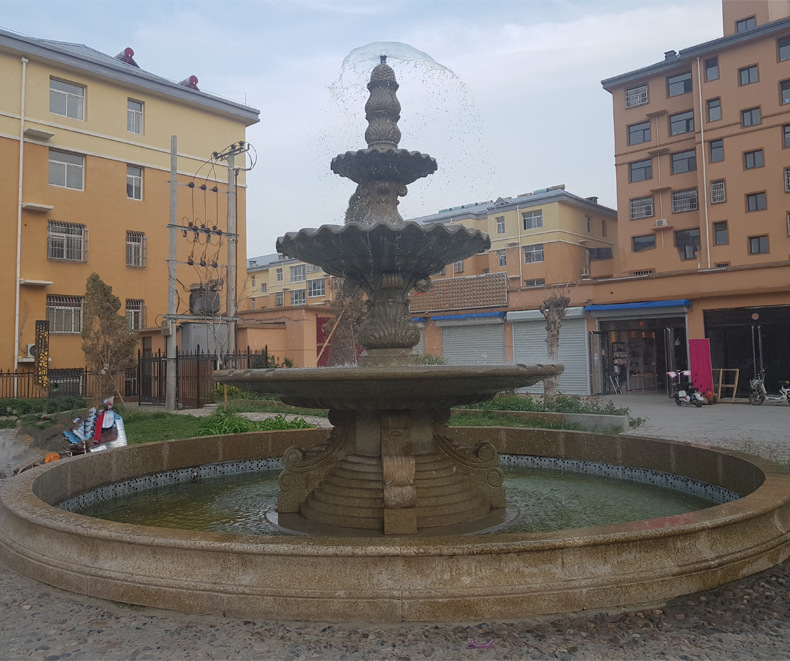 供應室外大型石雕流水景觀噴泉 工廠直銷天然花崗巖多層噴泉水景